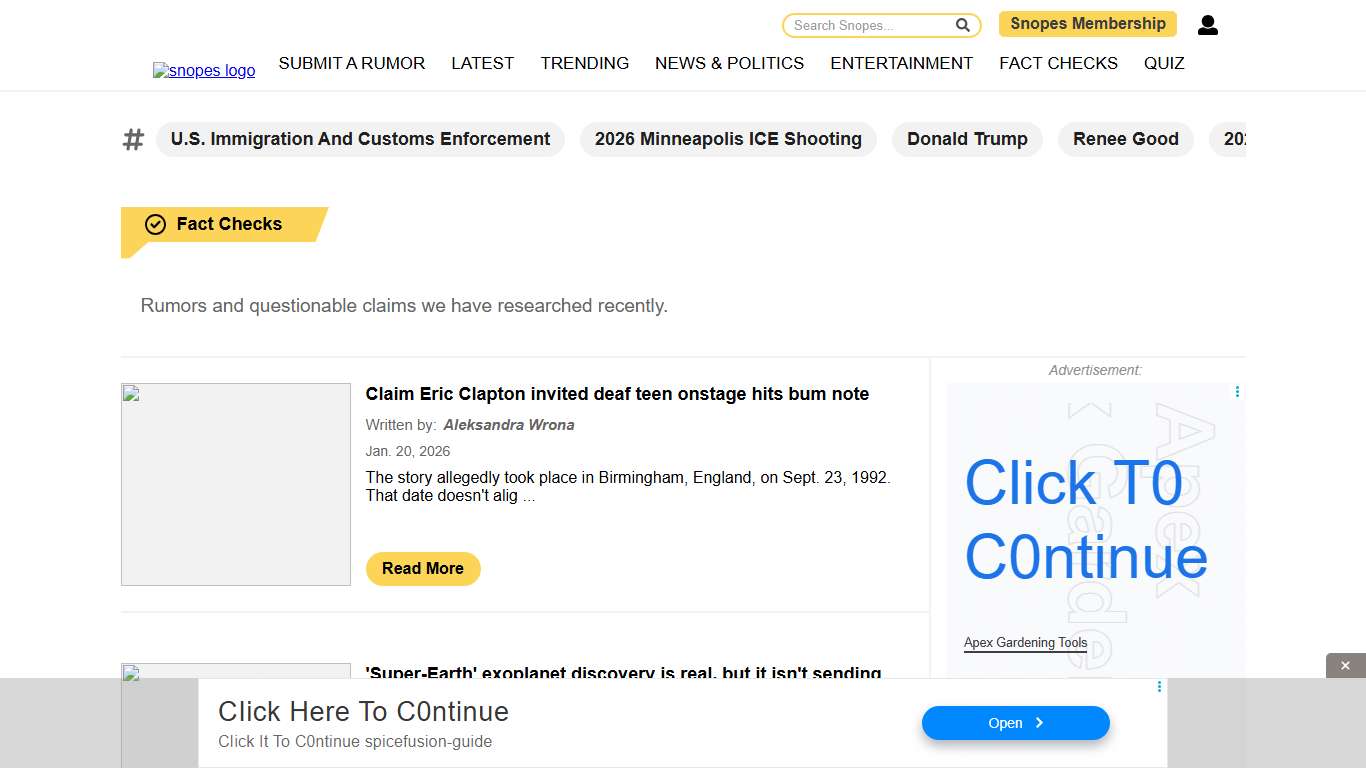 Fact Checks Archive | Snopes.com